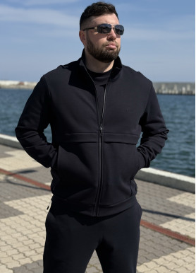 Мужская кофта-куртка из премиального трикотажа черная